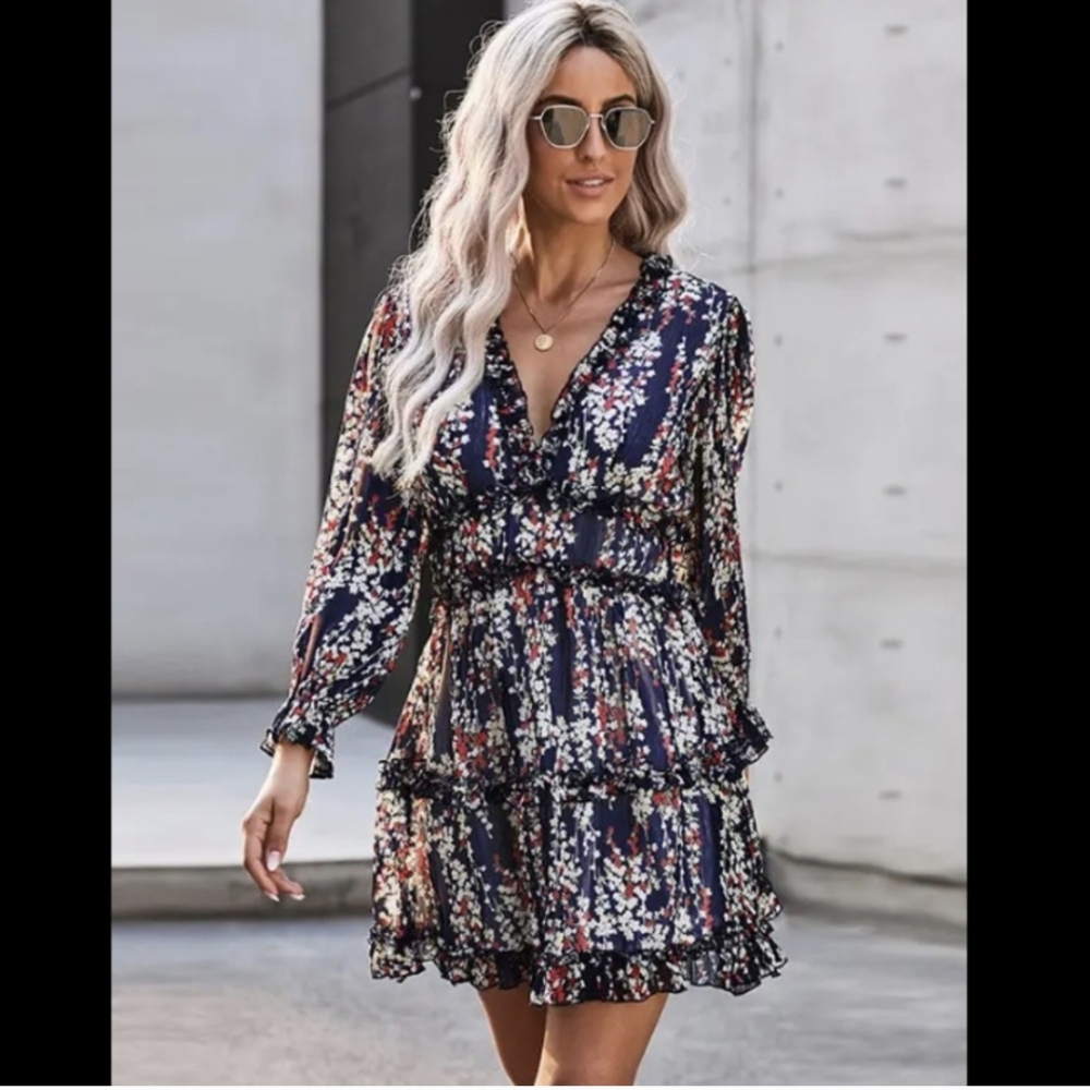 Saints + Secrets chiffon open back dress